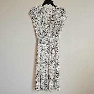 Rails SM Ashlyn White Leopard Print Dress Shirred Waist Ruffle Tier Lightweight